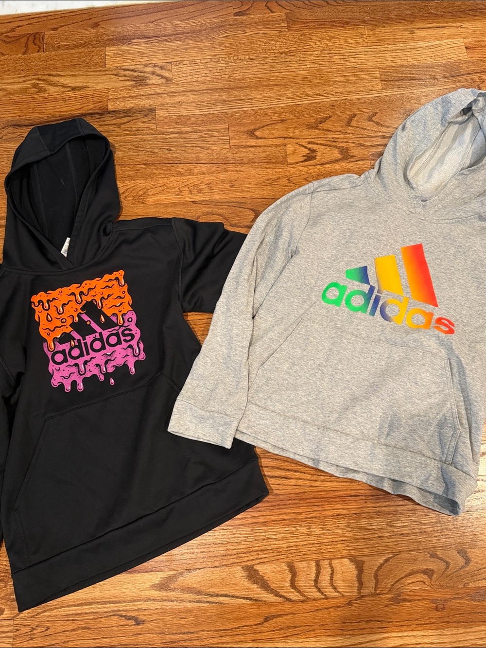 adidas Teo Kids Black & Gray Logo Hoodies